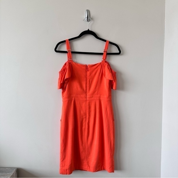 GUESS-COLD Shoulder Bright Orange Mini Dress (Size:Small) - Picture 3 of 16